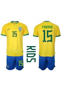 Brasil Fabinho #15 Babyklær Hjemme Fotballdrakt til barn VM 2022 Korte ermer (+ Korte bukser)